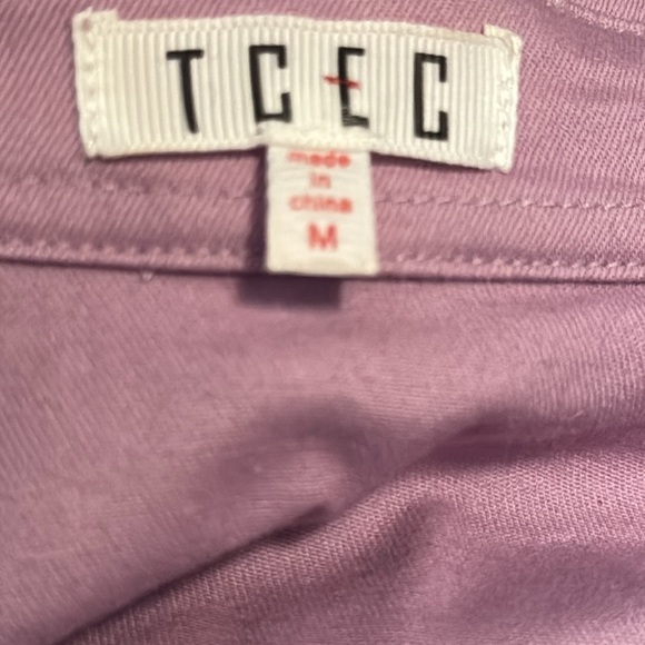 TCEC lilac light purple buttoned down elastic waist shirt mini dress Sz M - Picture 6 of 9